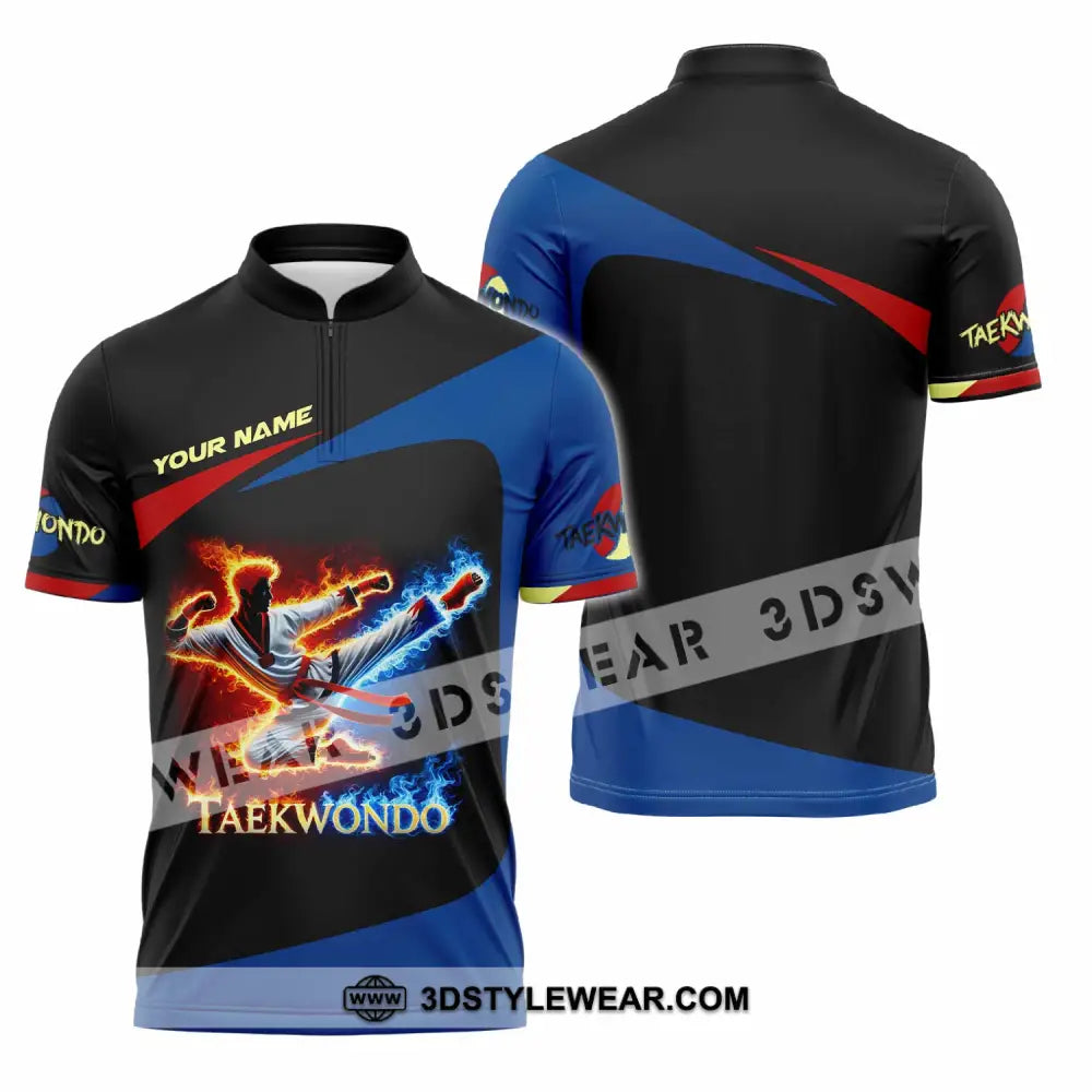 Unisex Shirt Custom Name Taekwondo Shirt Taekwondo Polo Long Sleeve Shirt - Zipper Polo Shirt / S - T-shirt