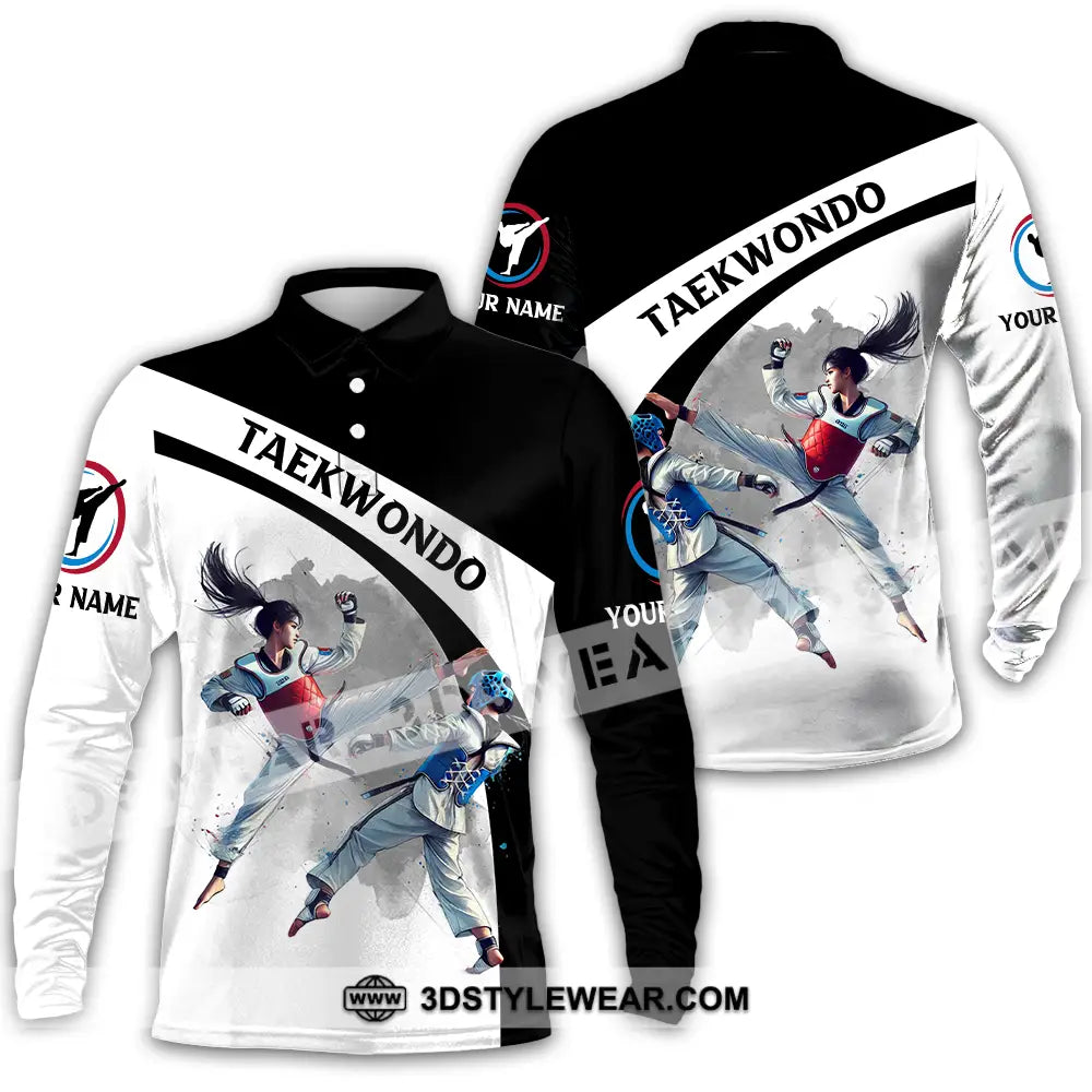 Unisex Shirt - Custom Name Taekwondo Sport Shirt - Long Sleeve Polo / S - T-shirt