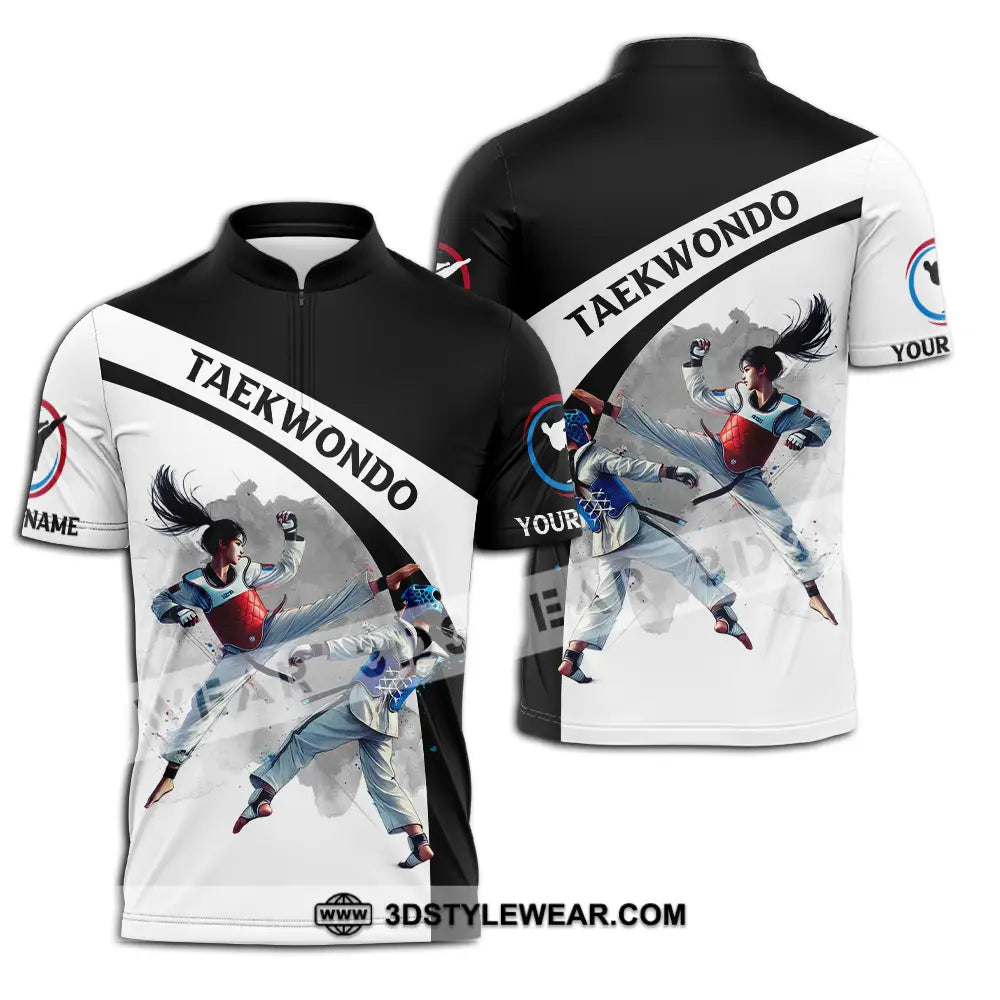 Unisex Shirt - Custom Name Taekwondo Sport Shirt - Zipper Polo Shirt / S - T-shirt