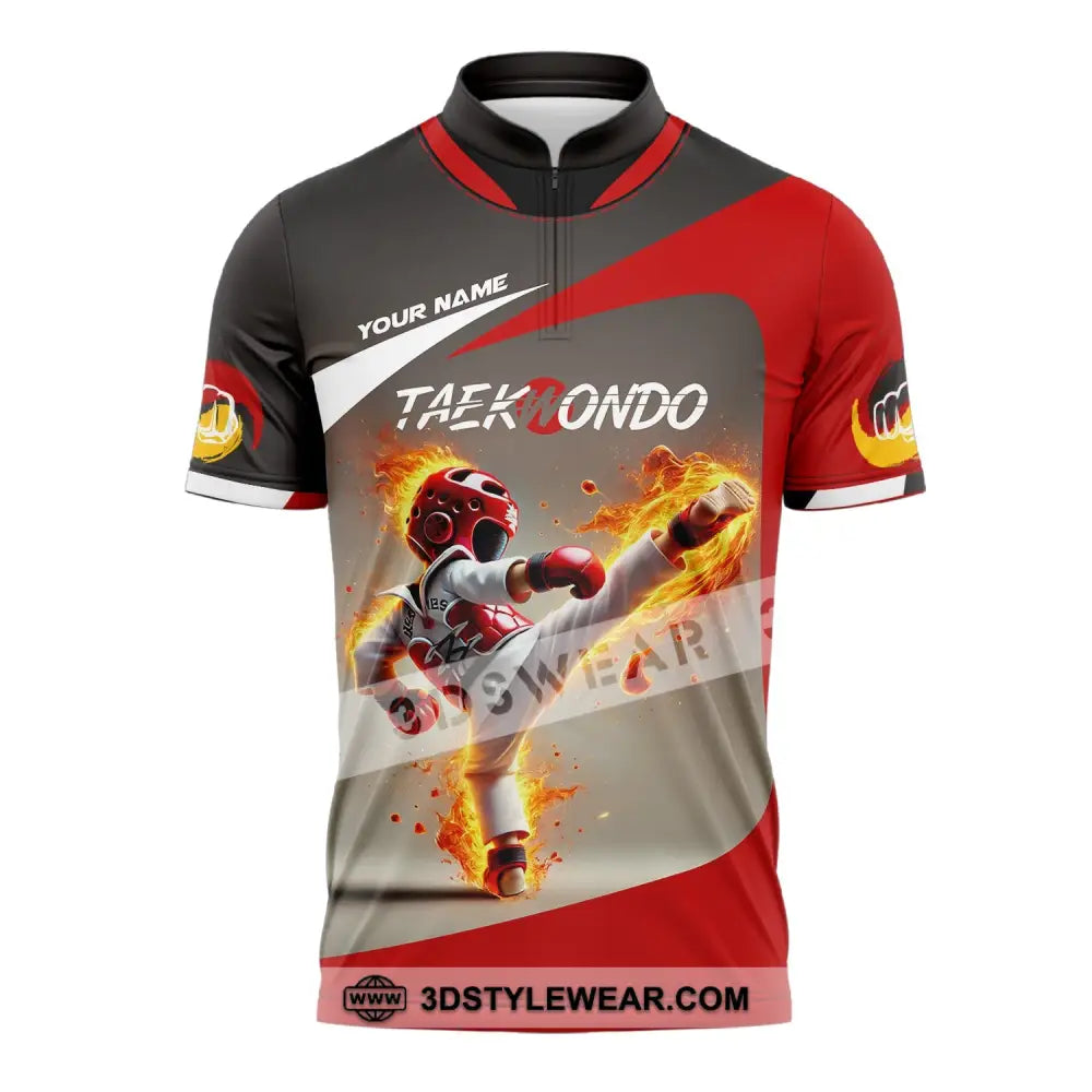 Unisex Shirt - Custom Name Shirt Taekwondo - Zipper Polo Shirt / S - T-shirt