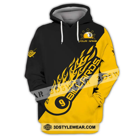 Unisex Shirt - Custom Name Shirt - Team Name Shirt, Billiard Yellow Fire style option 3