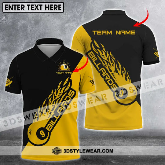 Unisex Shirt - Custom Name Shirt - Team Name Shirt, Billiard Yellow Fire style option 1