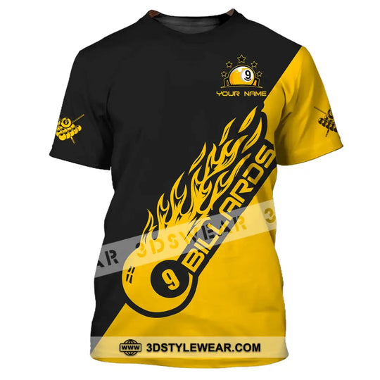 Unisex Shirt - Custom Name Shirt - Team Name Shirt, Billiard Yellow Fire style option 2