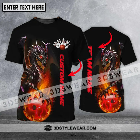Unisex Shirt - Custom Name Shirt - Team Name Shirt, Bowling Dragon Fire Ball style option 2