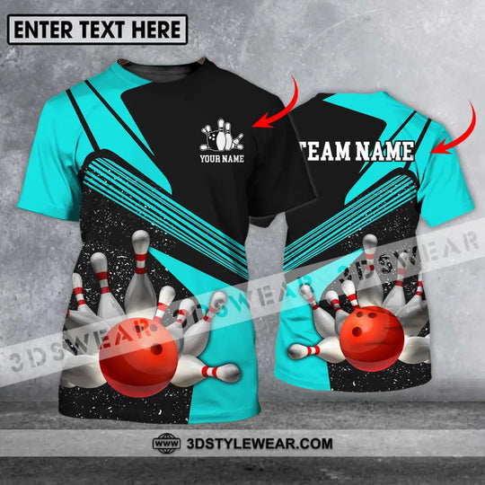 Unisex Shirt - Custom Name Shirt - Team Name Shirt, Cyan Bowling Shirt style option 1
