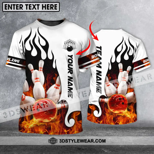 Unisex Shirt - Custom Name Shirt - Team Name Shirt, Fire Bowling Ball style option 1