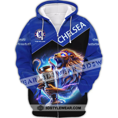 Unisex Shirt Custom Name Chelsea T-Shirt Football Hoodie Long Sleeve Gift For Lovers Zipper / S