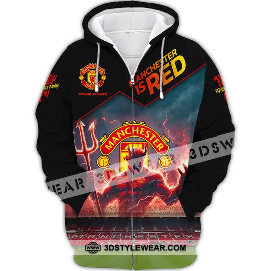 Unisex Shirt, Custom Name The Red Devil T-Shirt, Football Hoodie Long Sleeve Shirt, Gift for Football Lovers style option 3