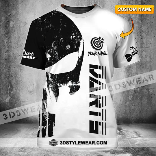 Unisex Shirt - Custom Name The Skull Darts Black And White Sport Shirt style option 1