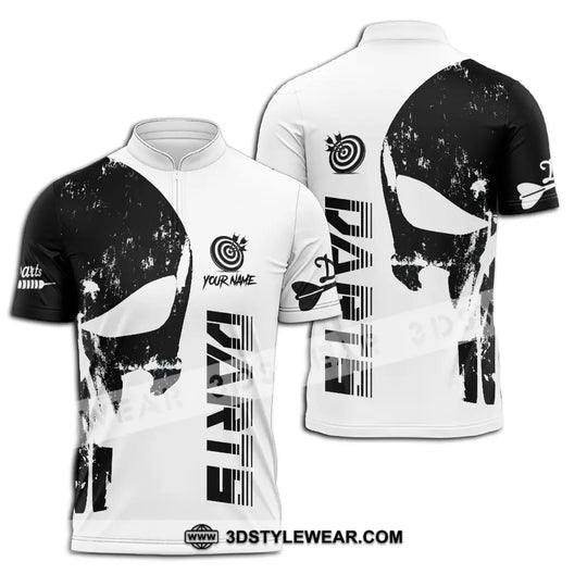 Unisex Shirt - Custom Name The Skull Darts Black And White Sport Shirt style option 2