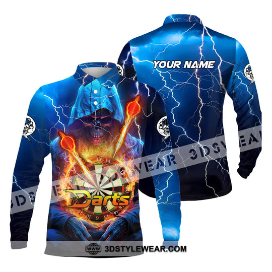 Unisex Shirt - Custom Name The Skull Darts Sport Shirt, Fire And Ice Darts style option 3