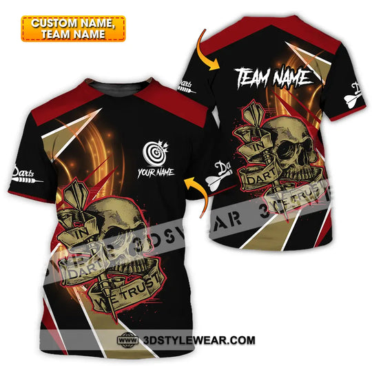 Unisex Shirt - Custom Name The Skull Darts Sport Shirt, In Darts We Trust style option 1