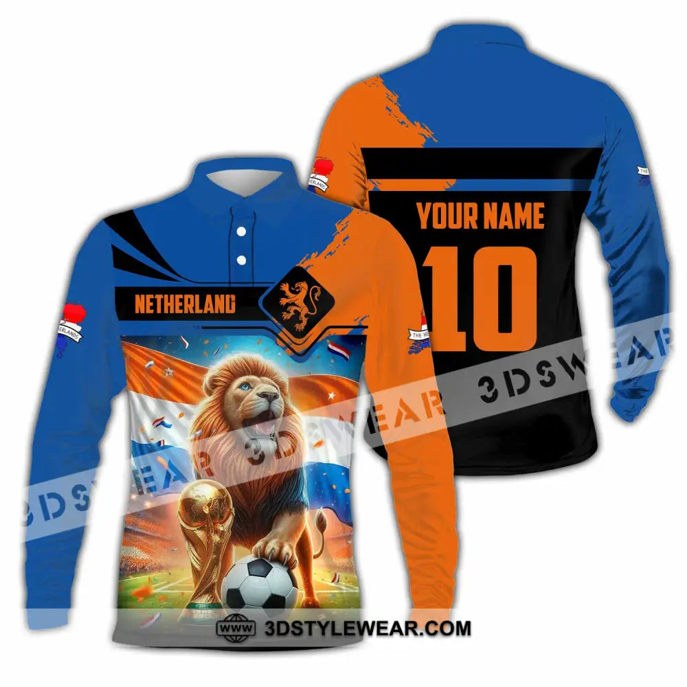 Unisex Shirt - Custom Netherlands 3D Shirt Long Sleeve Polo / S T-shirt