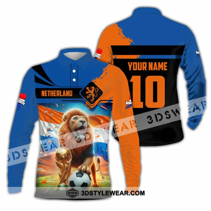 Unisex Shirt - Custom Netherlands 3D Shirt Long Sleeve Polo / S T-shirt