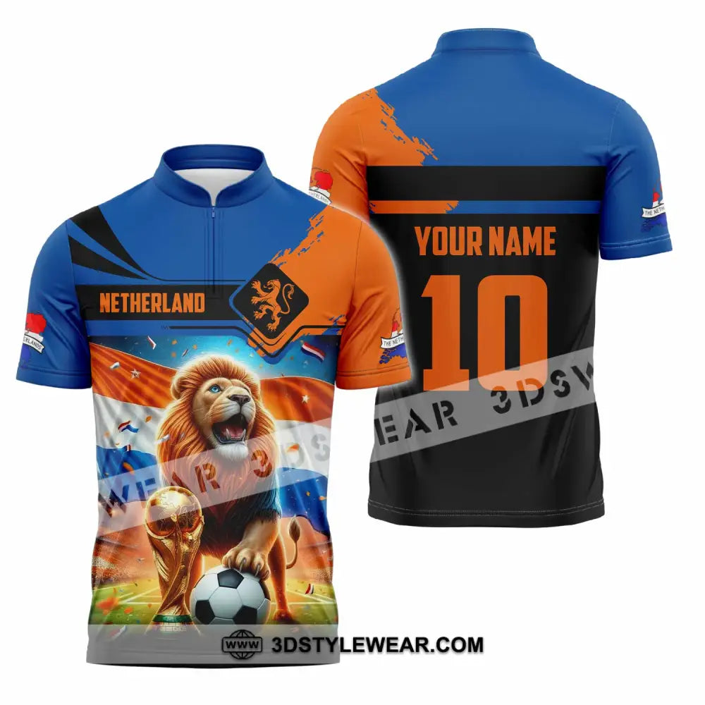 Unisex Shirt - Custom Netherlands 3D Shirt Zipper Polo Shirt / S T-shirt