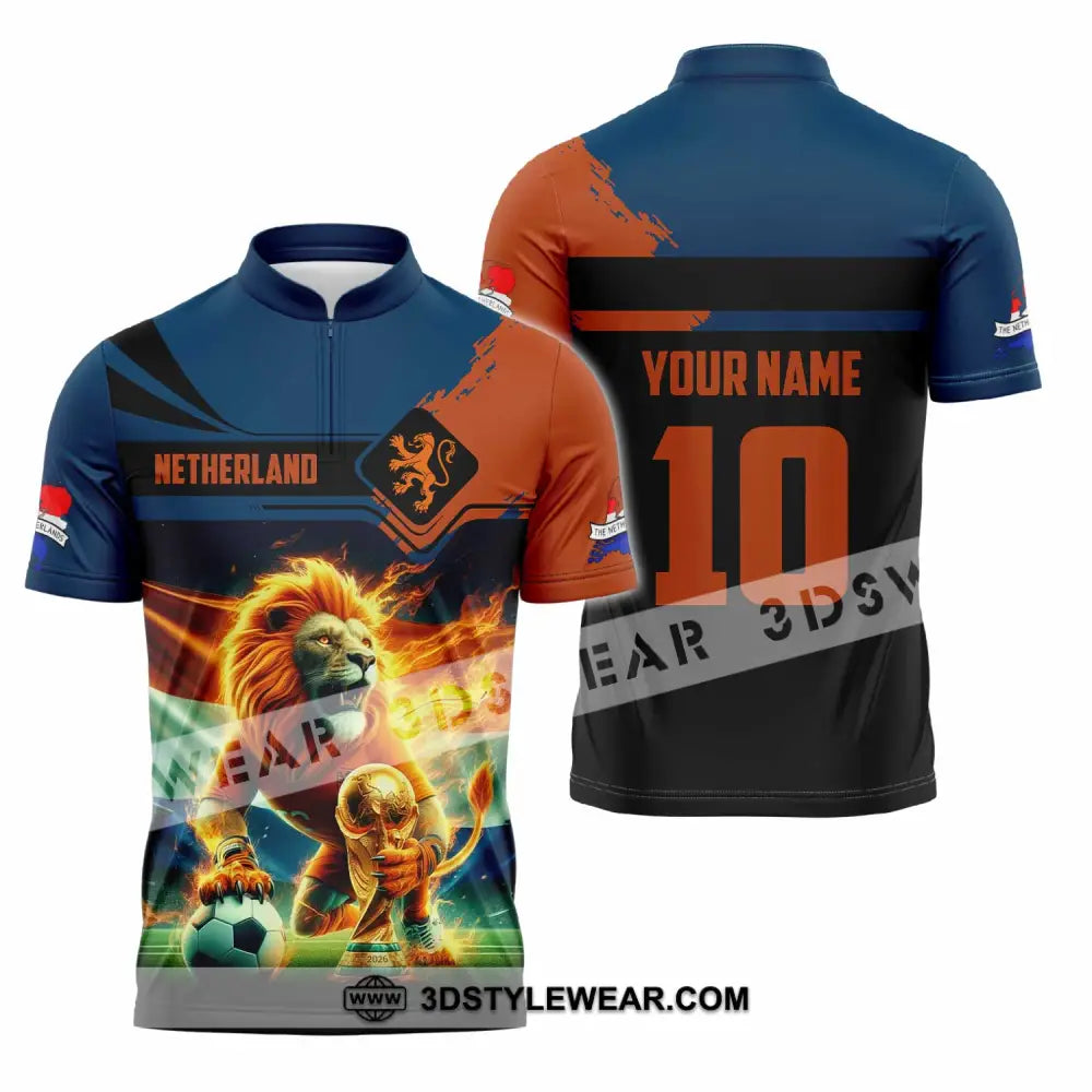 Unisex Shirt - Custom Netherlands 3D Shirt Zipper Polo Shirt / S T-shirt