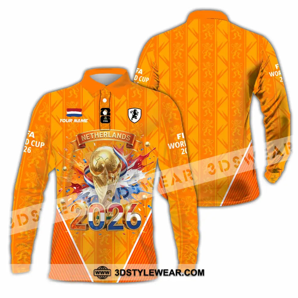 Unisex Shirt - Custom Netherlands World Cup 2026 3D Shirt Long Sleeve Polo / S T-shirt
