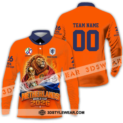 Unisex Shirt - Custom Netherlands World Cup 2026 3D Shirt - Long Sleeve Polo / S - T-shirt