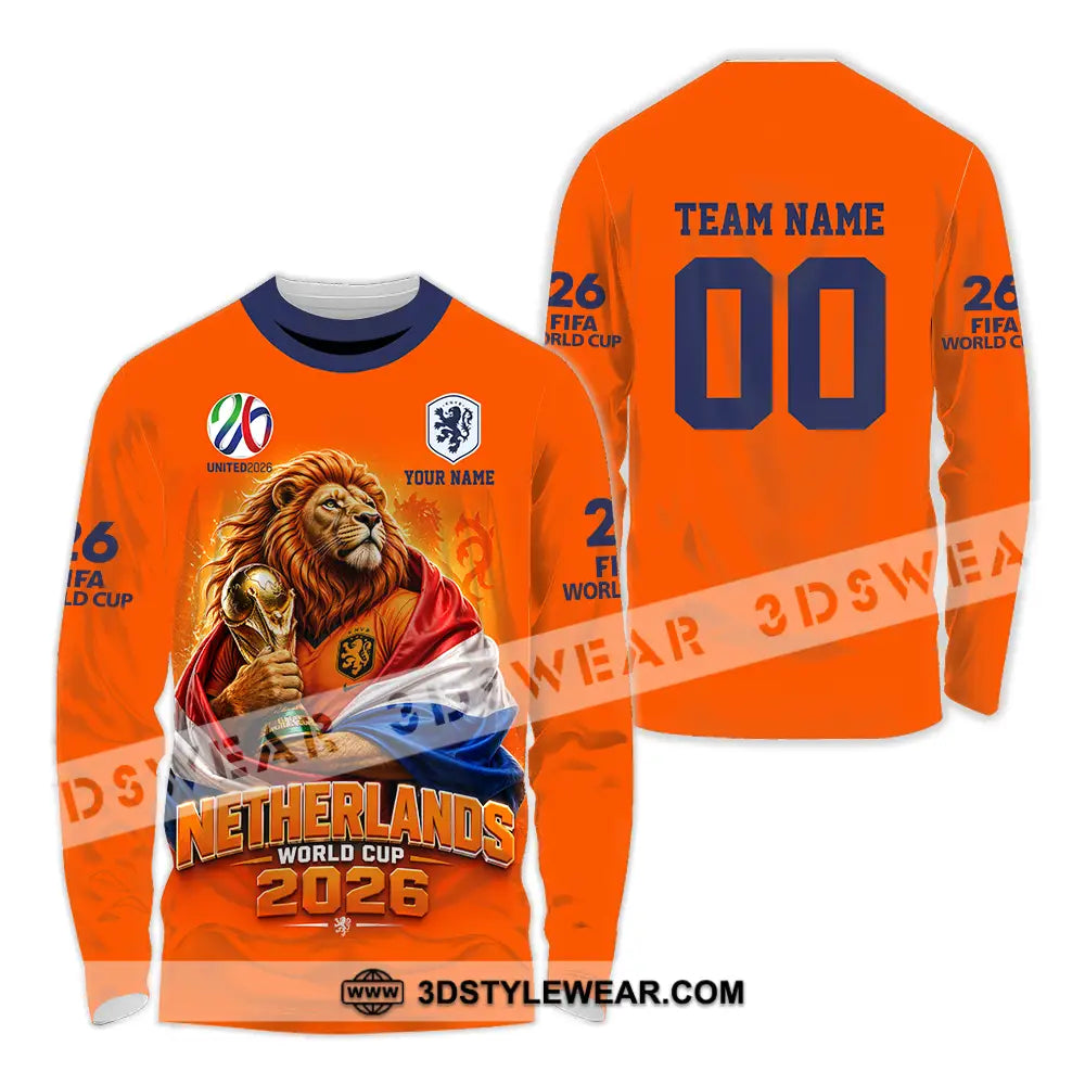 Unisex Shirt - Custom Netherlands World Cup 2026 3D Shirt - Long Sleeve Shirt / S - T-shirt