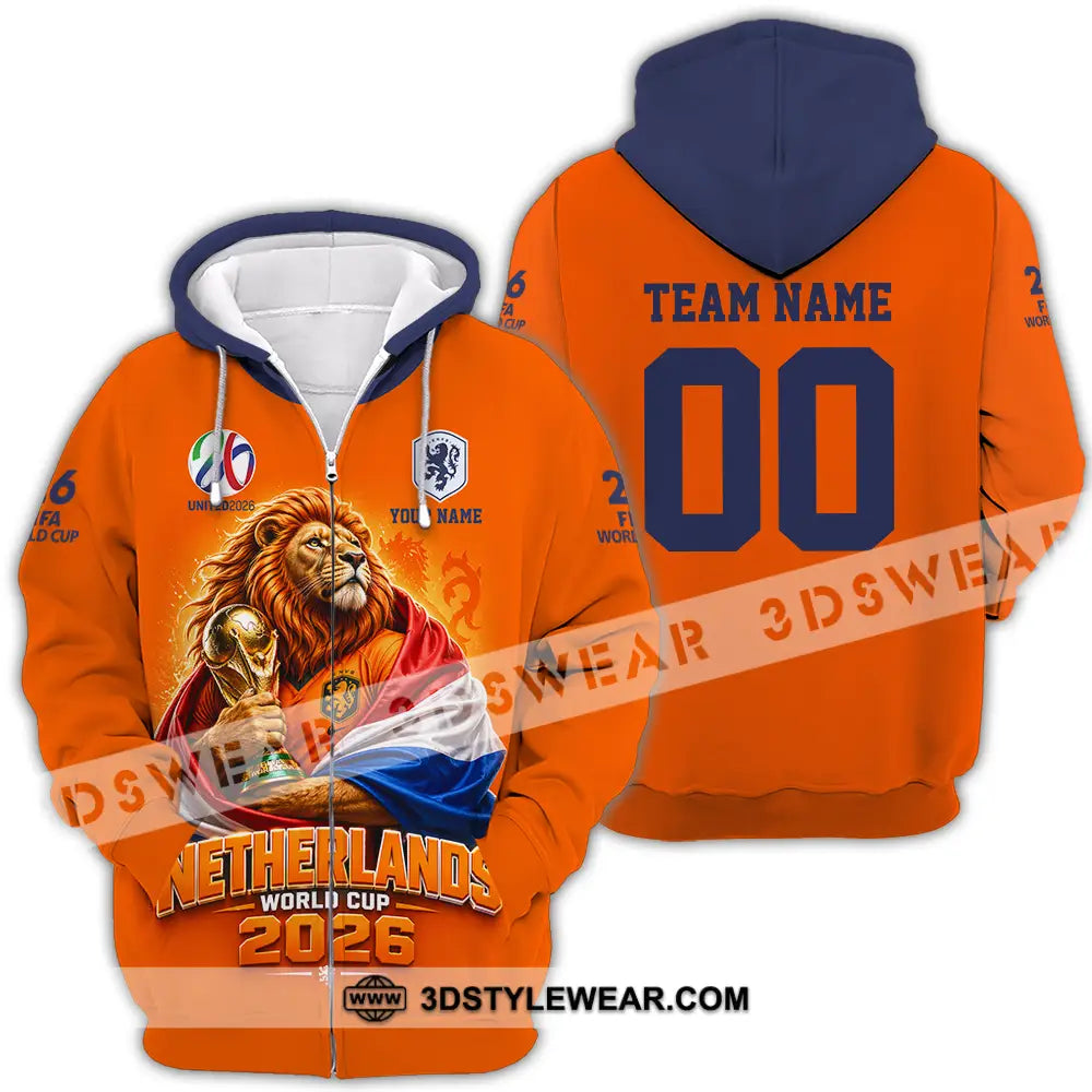 Unisex Shirt - Custom Netherlands World Cup 2026 3D Shirt - Zipper Hoodie / S - T-shirt