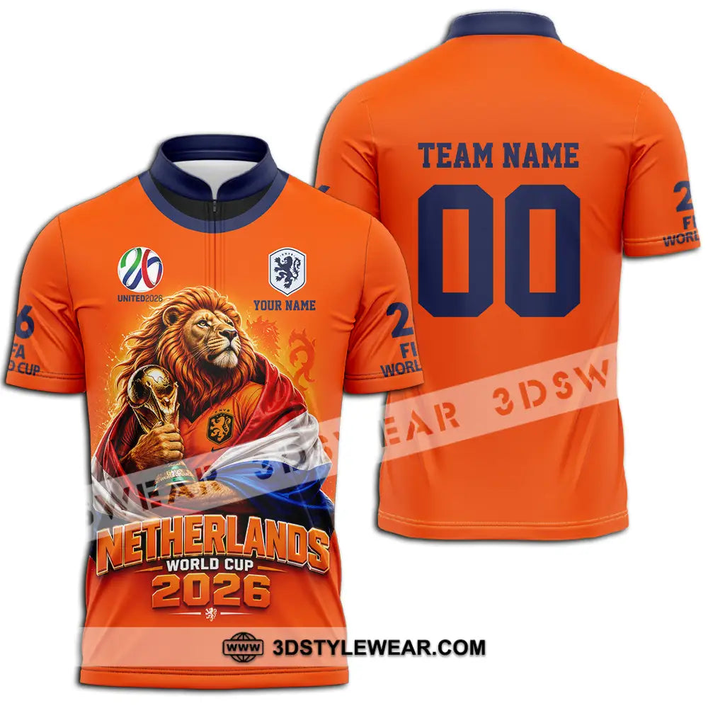 Unisex Shirt - Custom Netherlands World Cup 2026 3D Shirt - Zipper Polo Shirt / S - T-shirt