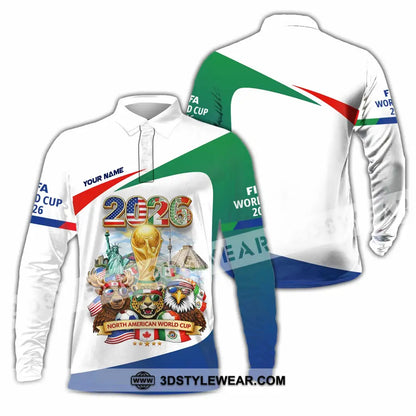Unisex Shirt - Custom North American FIFA World Cup 2026 3D Shirt Long Sleeve Polo / S T-shirt