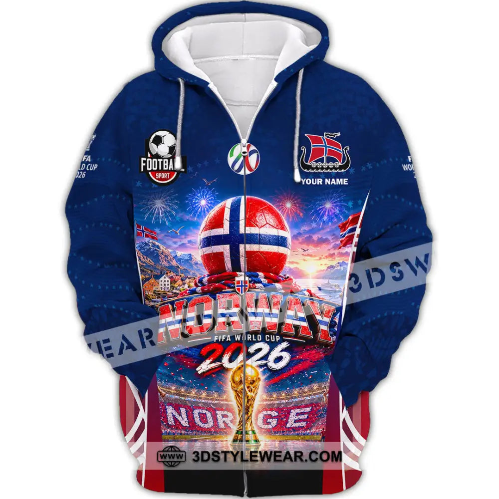 Unisex Shirt - Custom Norway World Cup 2026 Shirt - Zipper Hoodie / S - T-shirt