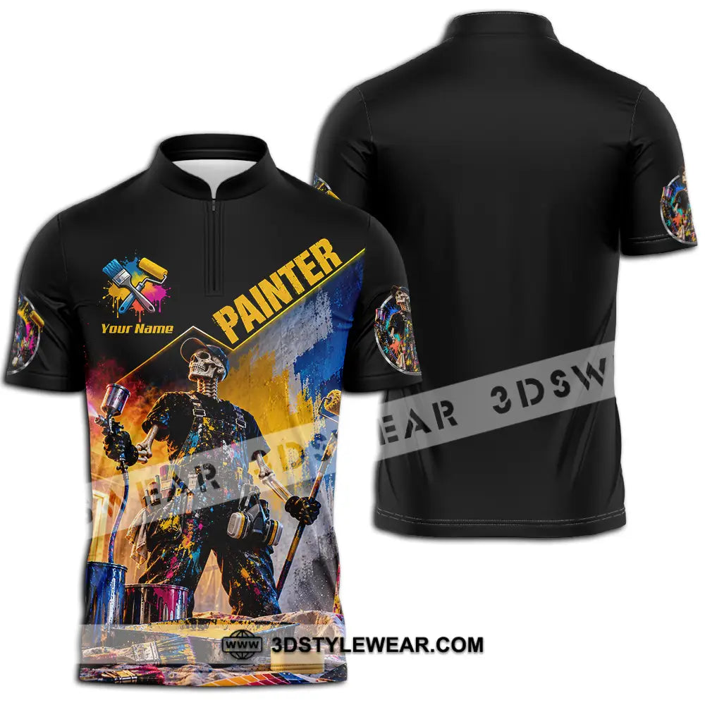 Unisex Shirt - Custom Painter Shirt - Zipper Polo Shirt / S - T-shirt
