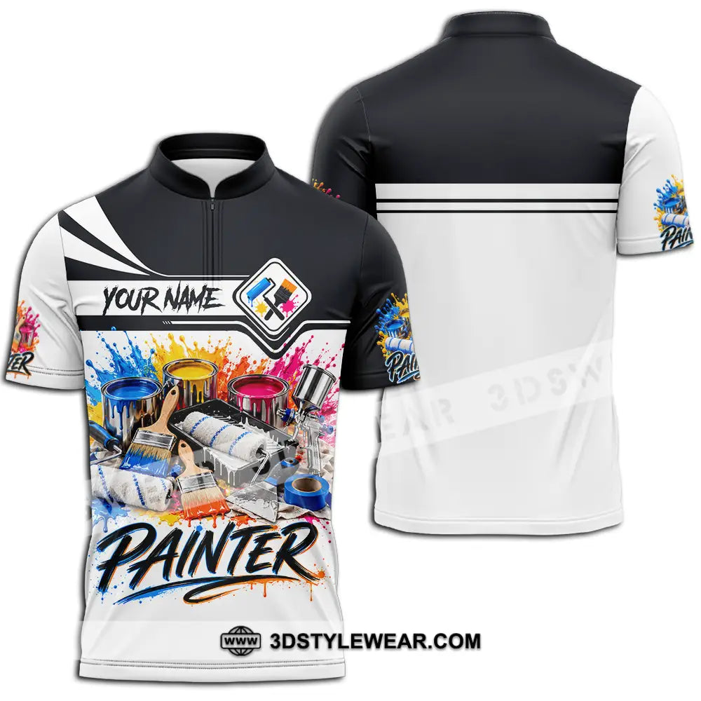 Unisex Shirt - Custom Painter Shirt - Zipper Polo Shirt / S - T-shirt