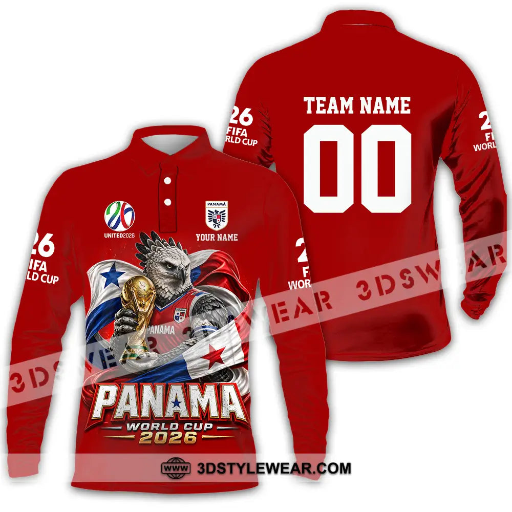 Unisex Shirt - Custom Panama World Cup 2026 3D Shirt - Long Sleeve Polo / S - T-shirt
