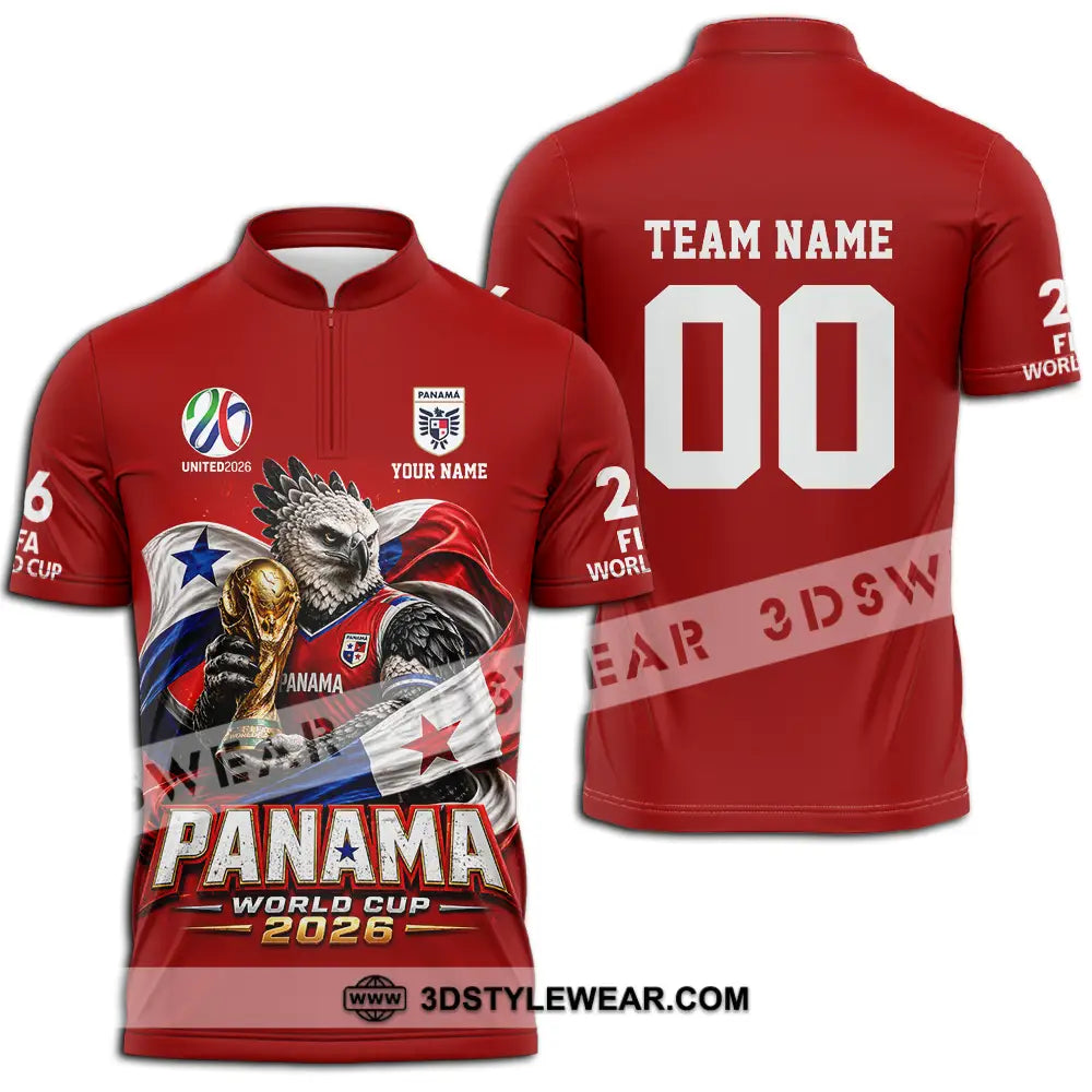 Unisex Shirt - Custom Panama World Cup 2026 3D Shirt - Zipper Polo Shirt / S - T-shirt