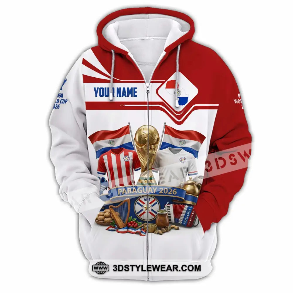 Unisex Shirt - Custom Paraguay World Cup 2026 Shirt - Zipper Hoodie / S - T-shirt