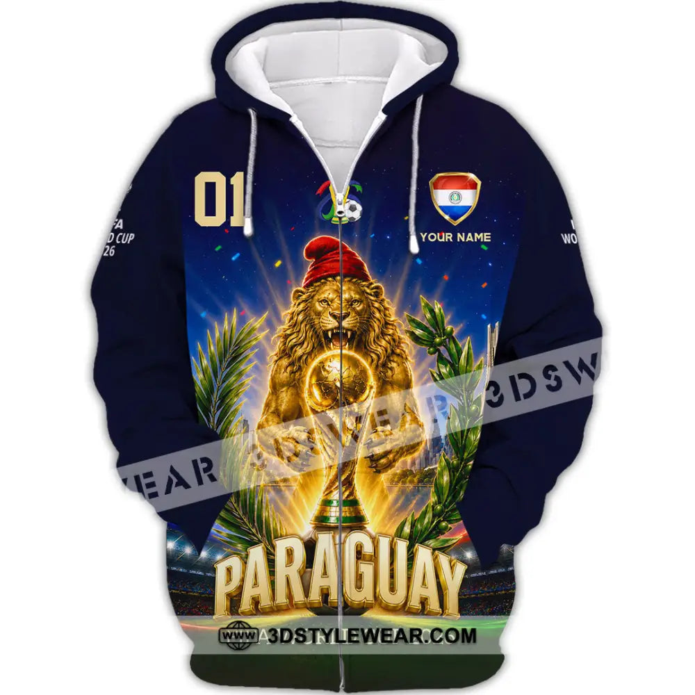 Unisex Shirt - Custom Paraguay World Cup 2026 Shirt - Zipper Hoodie / S - T-shirt