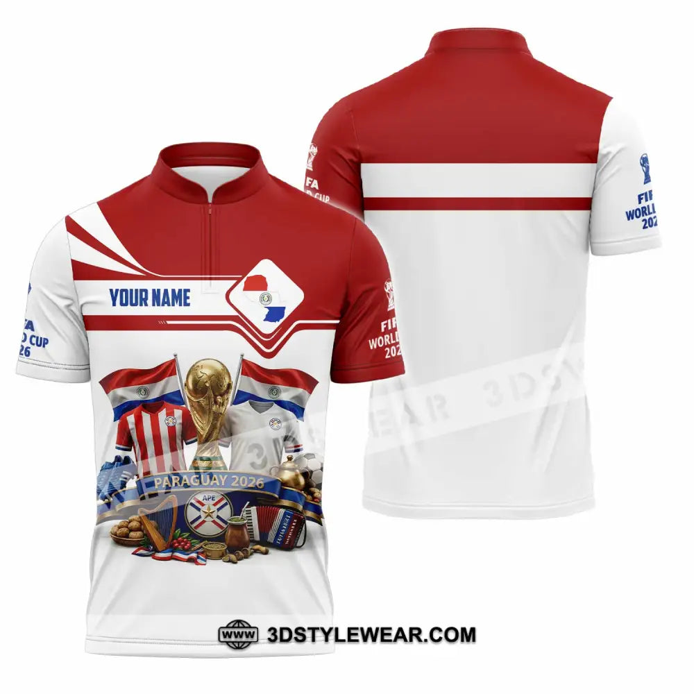 Unisex Shirt - Custom Paraguay World Cup 2026 Shirt - Zipper Polo Shirt / S - T-shirt