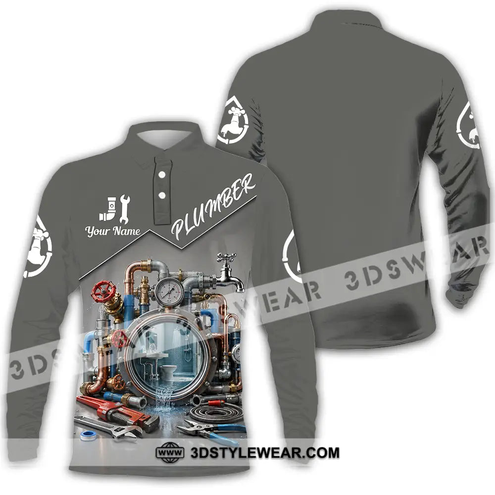 Unisex Shirt - Custom Plumber Shirt - Long Sleeve Polo / S - T-shirt