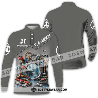 Unisex Shirt - Custom Plumber Shirt - Long Sleeve Polo / S - T-shirt