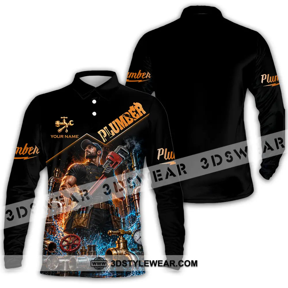 Unisex Shirt - Custom Plumber Shirt - Long Sleeve Polo / S - T-shirt