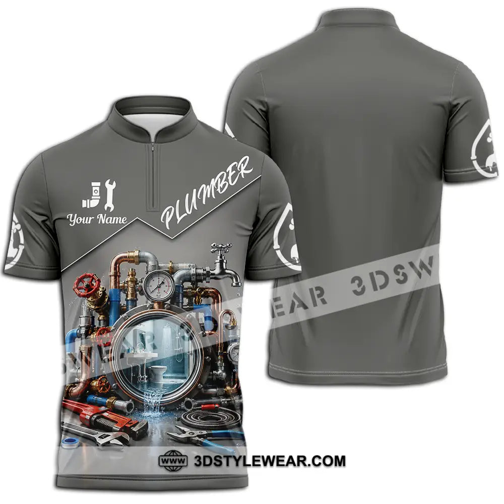 Unisex Shirt - Custom Plumber Shirt - Zipper Polo Shirt / S - T-shirt
