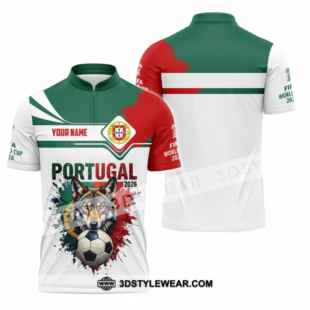 Unisex Shirt - Custom Portugal World Cup 2026 3D Shirt Zipper Polo Shirt / S T-shirt