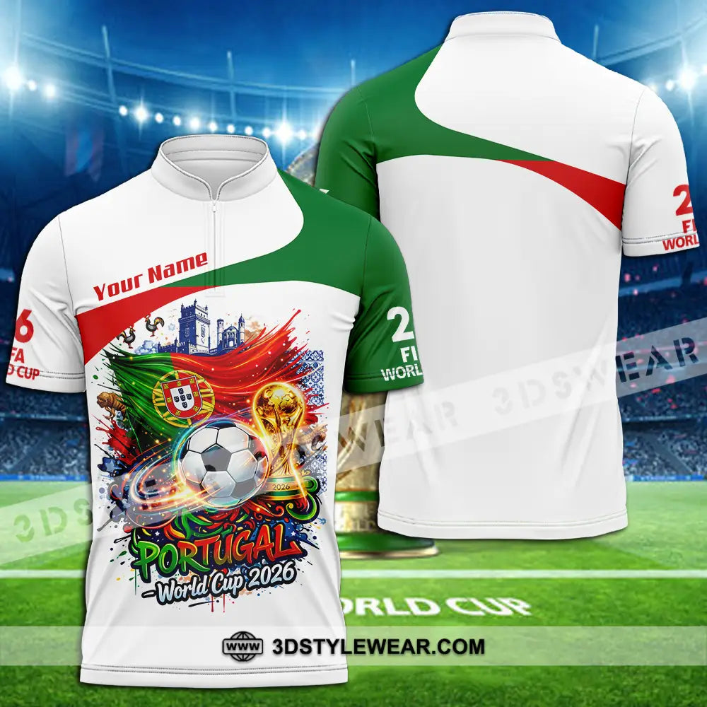 Unisex Shirt - Custom Portugal World Cup 2026 3D Shirt - Zipper Polo Shirt / S - T-shirt