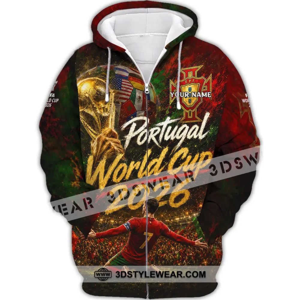 Unisex Shirt - Custom Portugal World Cup 2026 Shirt - Zipper Hoodie / S - T-shirt