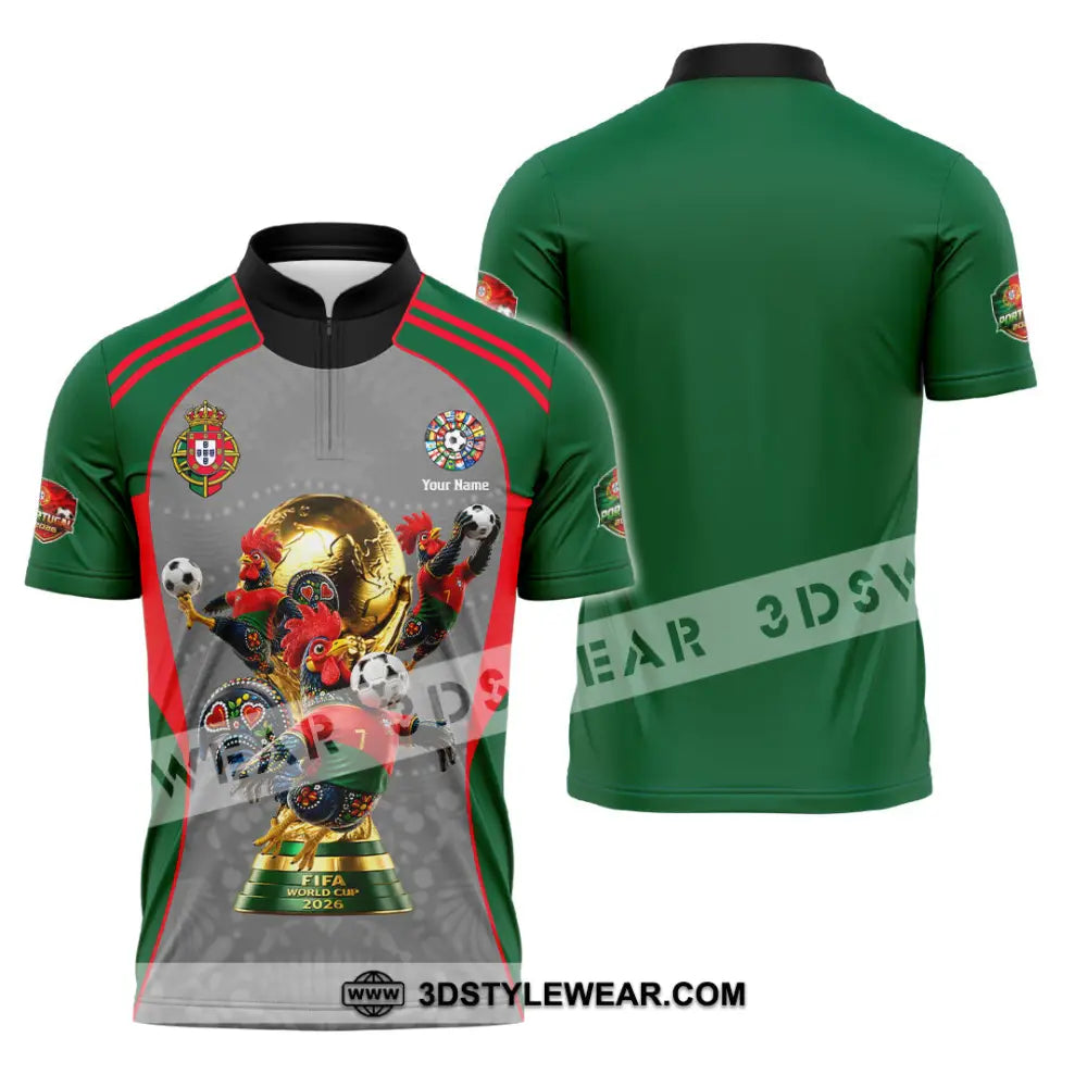 Unisex Shirt - Custom Portugal World Cup 2026 Shirt - Zipper Polo Shirt / S - T-shirt