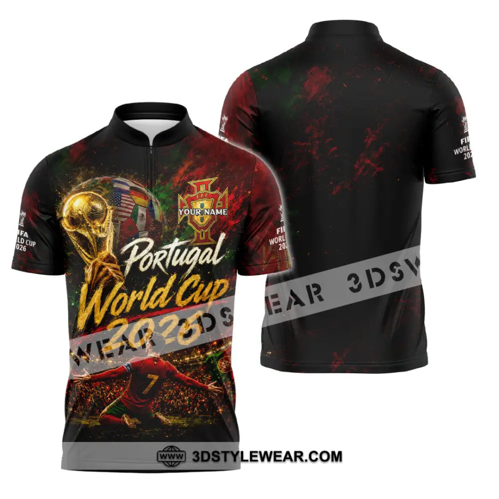 Unisex Shirt - Custom Portugal World Cup 2026 Shirt - Zipper Polo Shirt / S - T-shirt