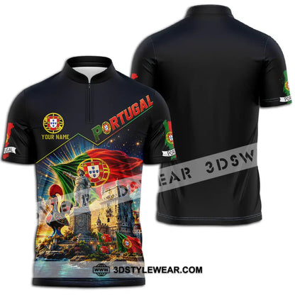 Unisex Shirt - Custom Portugal Shirt - Zipper Polo Shirt / S - T-shirt