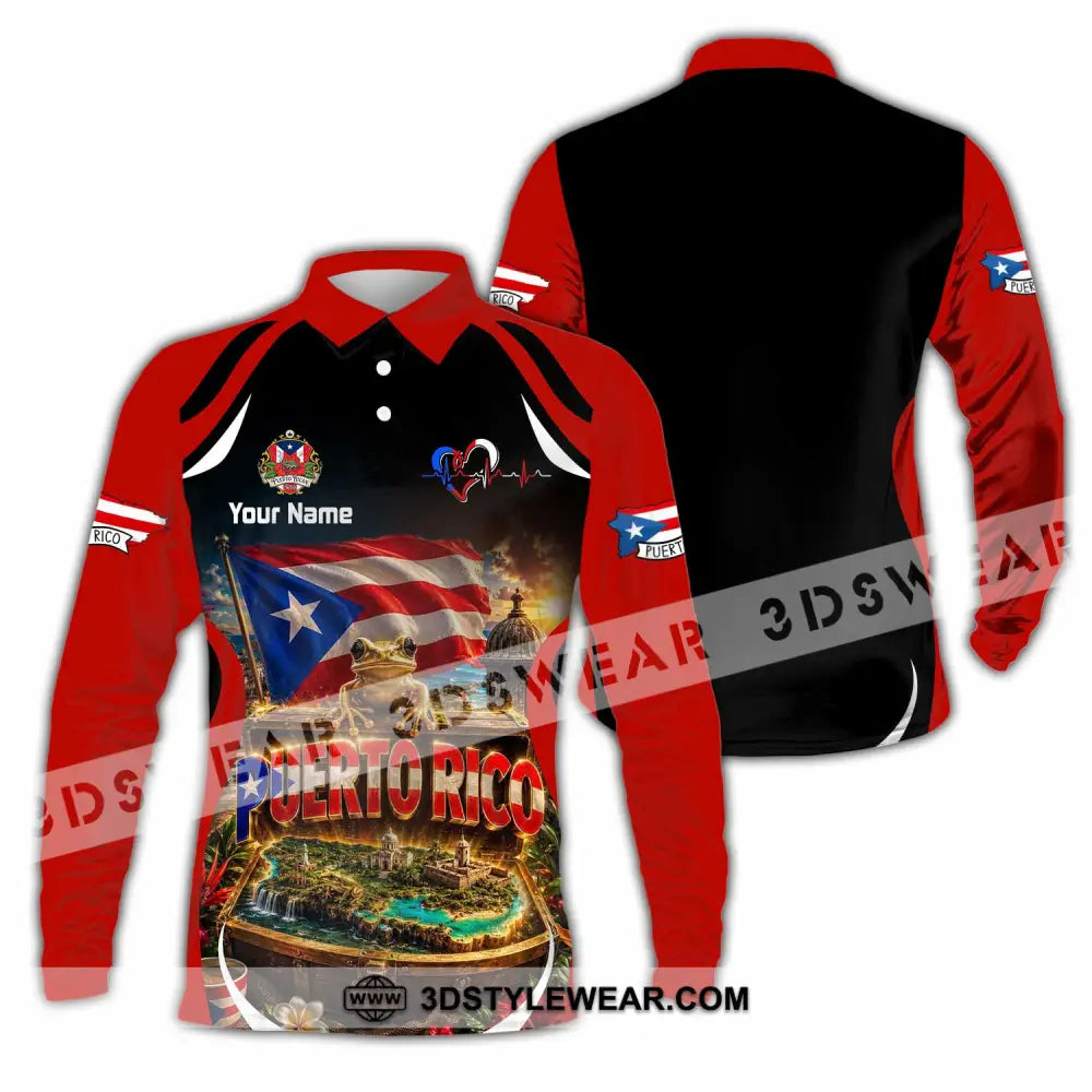 Unisex Shirt - Custom Puerto Rico Shirt - Long Sleeve Polo / S - T-shirt