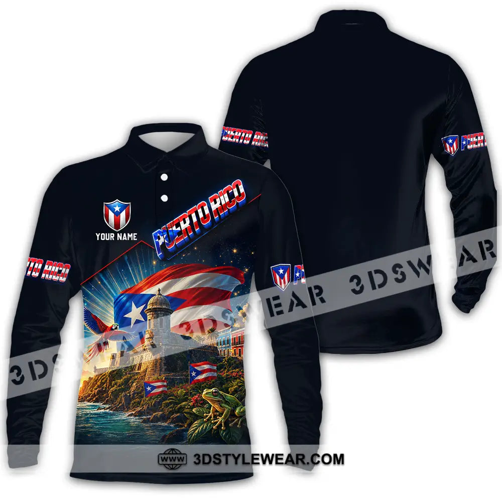 Unisex Shirt - Custom Puerto Rico Shirt - Long Sleeve Polo / S - T-shirt