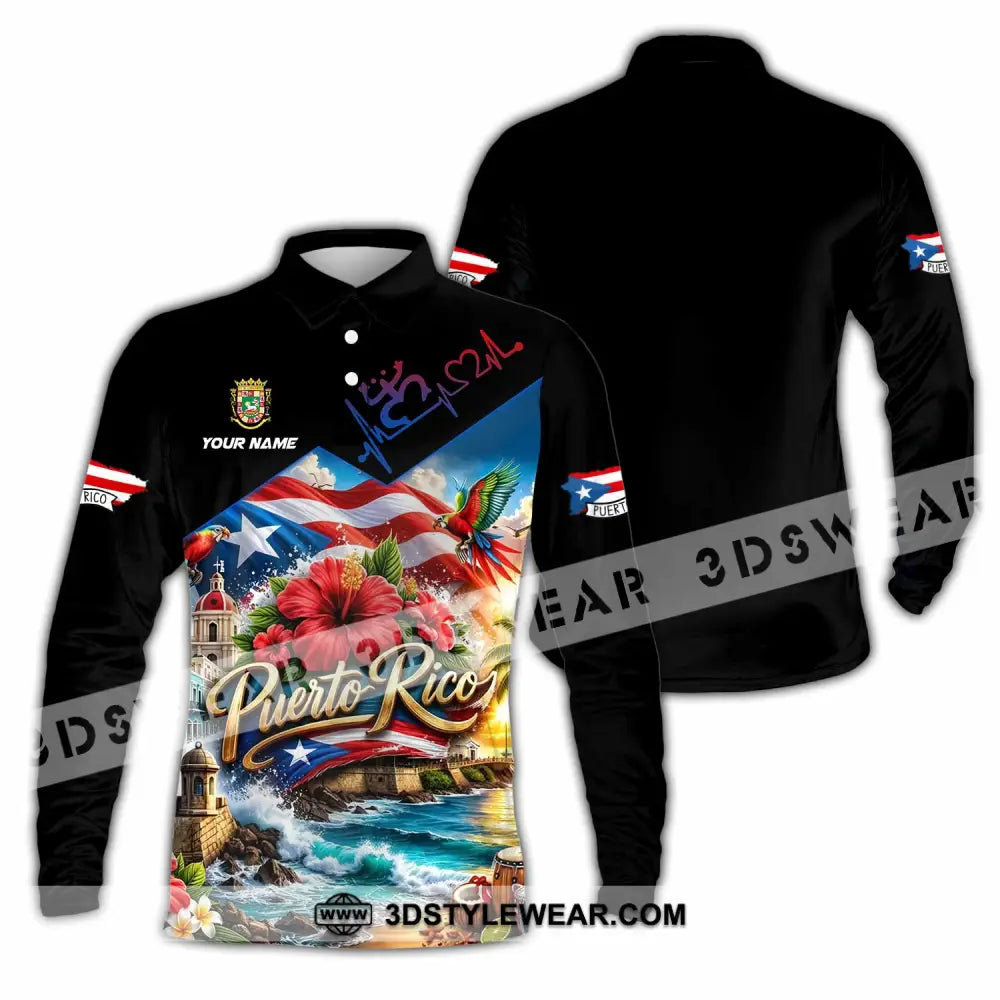 Unisex Shirt - Custom Puerto Rico Shirt - Long Sleeve Polo / S - T-shirt
