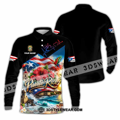 Unisex Shirt - Custom Puerto Rico Shirt - Long Sleeve Polo / S - T-shirt