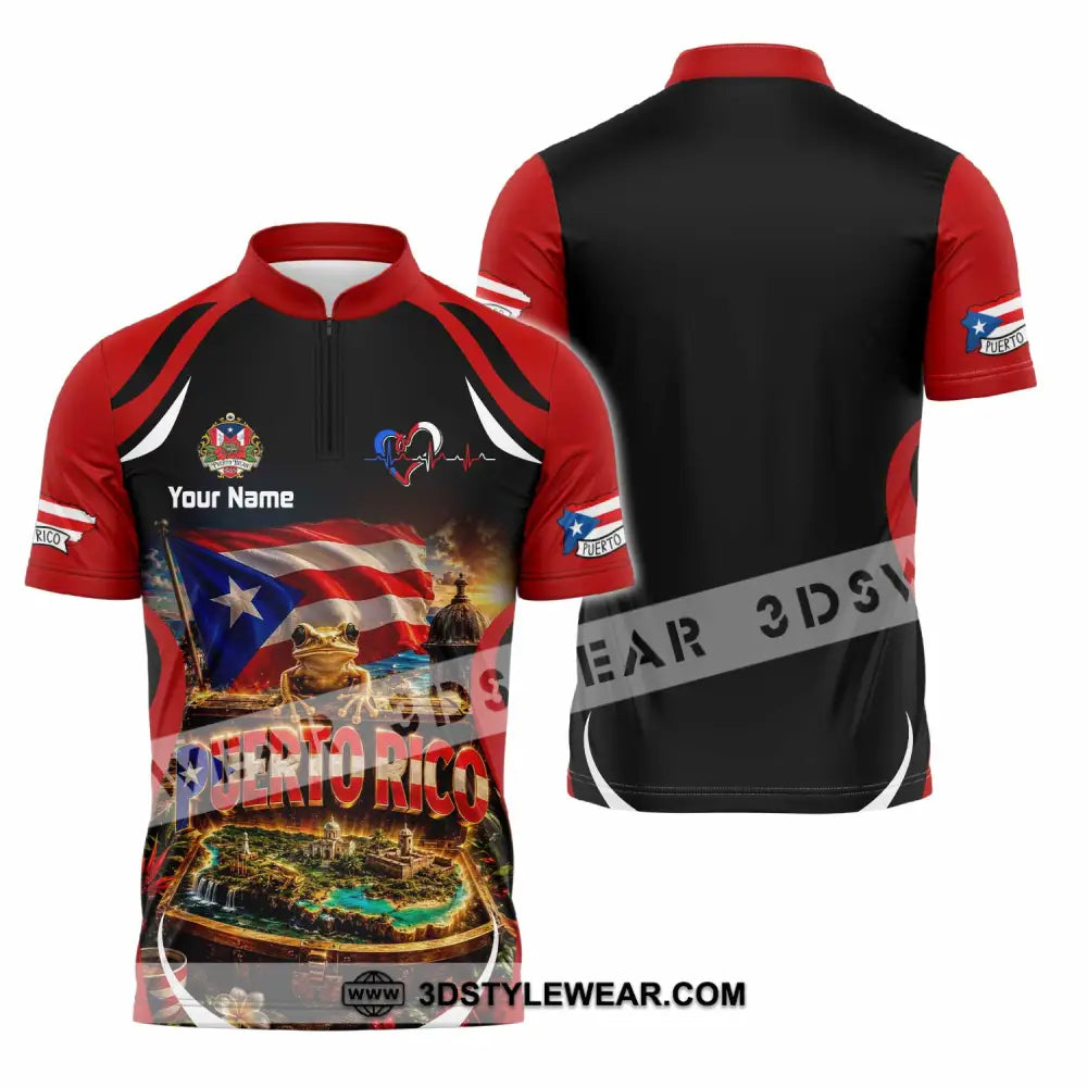 Unisex Shirt - Custom Puerto Rico Shirt - Zipper Polo Shirt / S - T-shirt