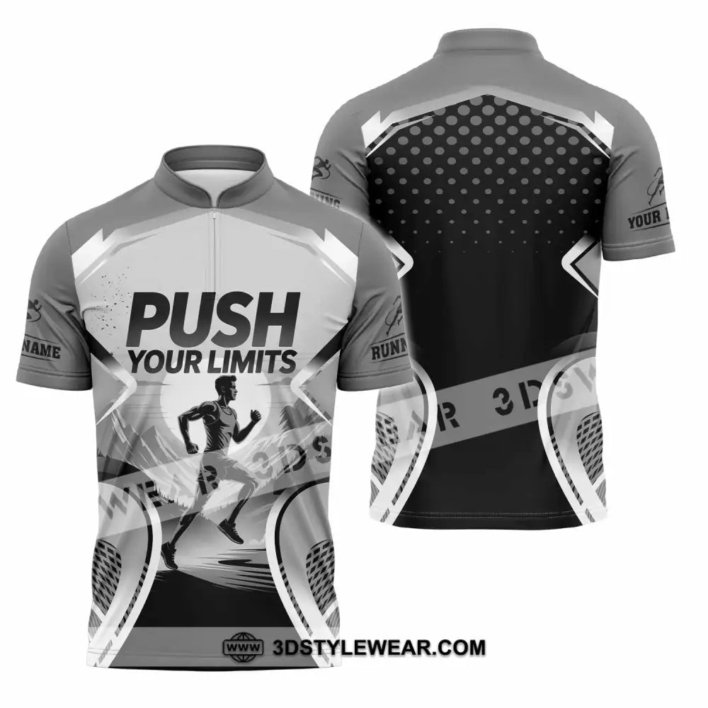 Unisex Shirt - Custom Push Your Limits Running 3D Shirt - Zipper Polo Shirt / S - T-shirt
